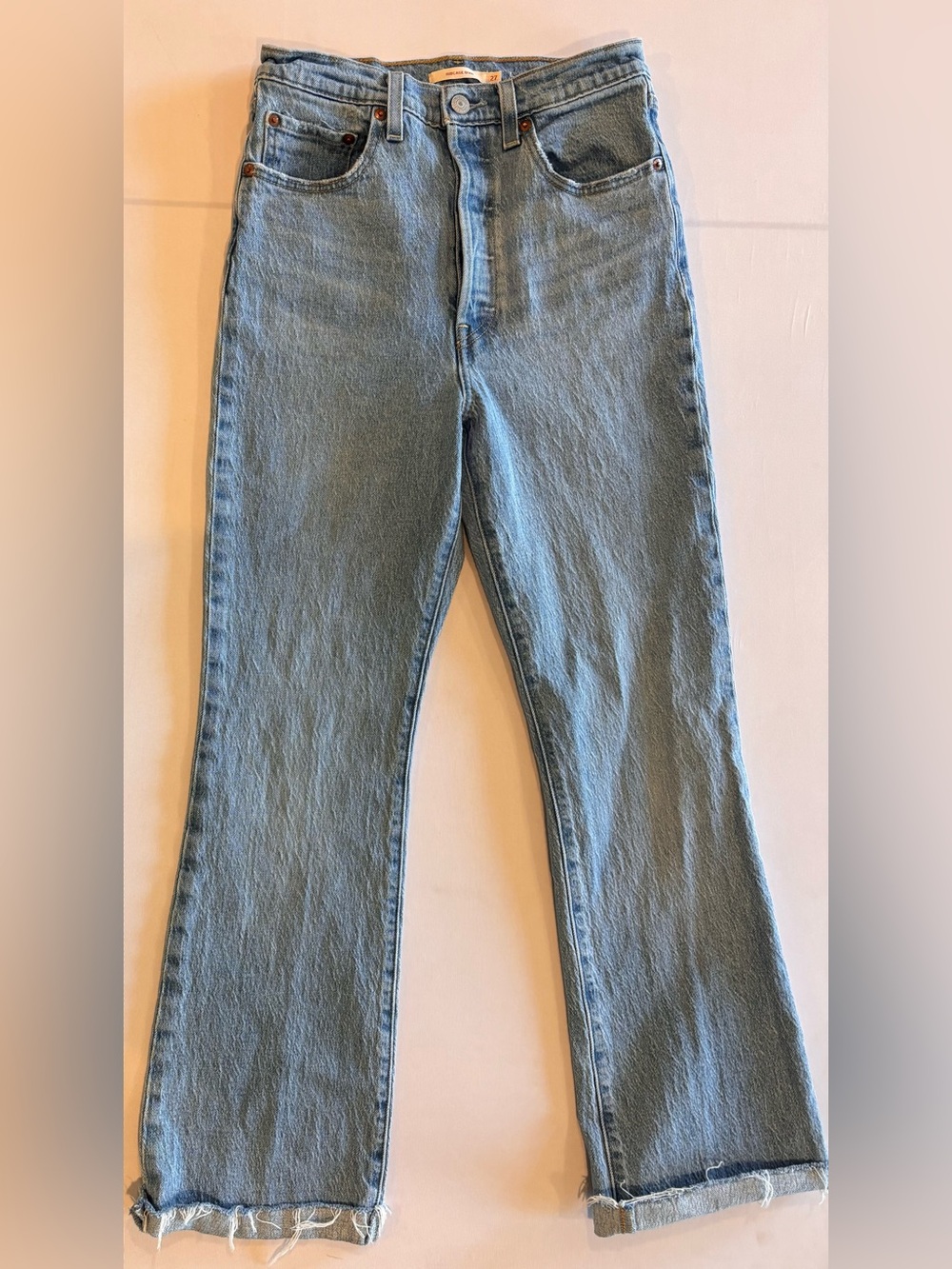 LEVI’S Ribcage High Rise Light Blue Light Wash Straight Leg Women's Jeans Sz 27 - Picture 3 of 14